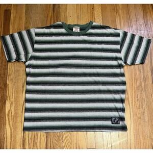 Vintage Levi’s Men's XL T-shirt Striped Green Made in Korea